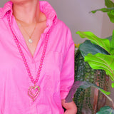 Double Heart Wooden Bead Necklace