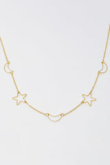 Moon And Star Necklace, Gold