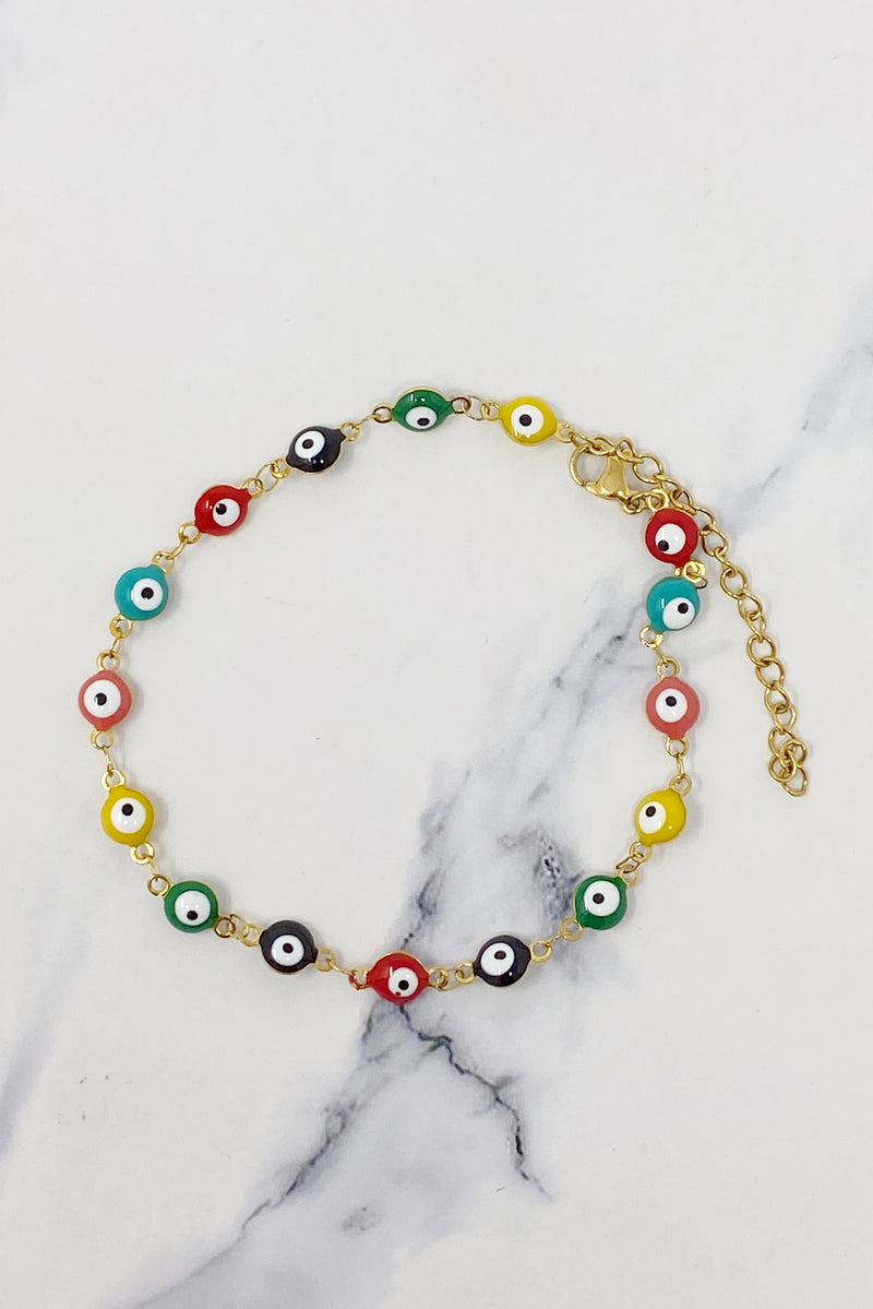 Colorful Eye Beaded Anklet