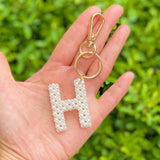 Hand Knitted Retro Pearl Initial Key Chain