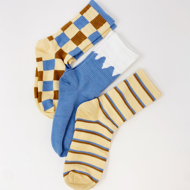 Trendy Pattern Trio Socks Set