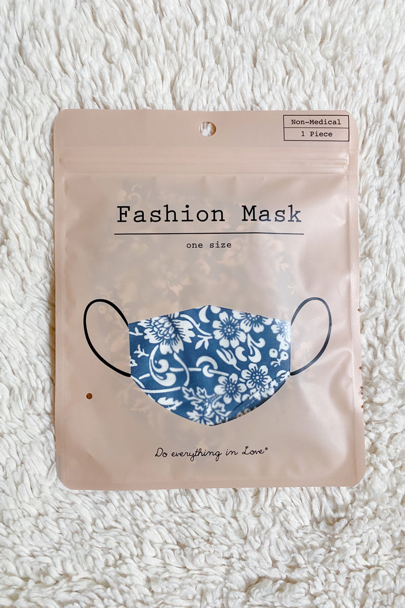 Floral Fabric Mask in Navy