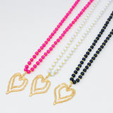 Double Heart Wooden Bead Necklace