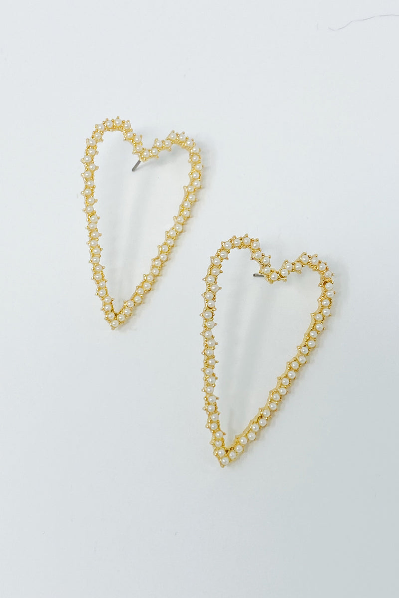 Pearl Encrusted Heart Earrings