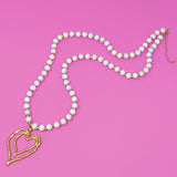 Double Heart Wooden Bead Necklace