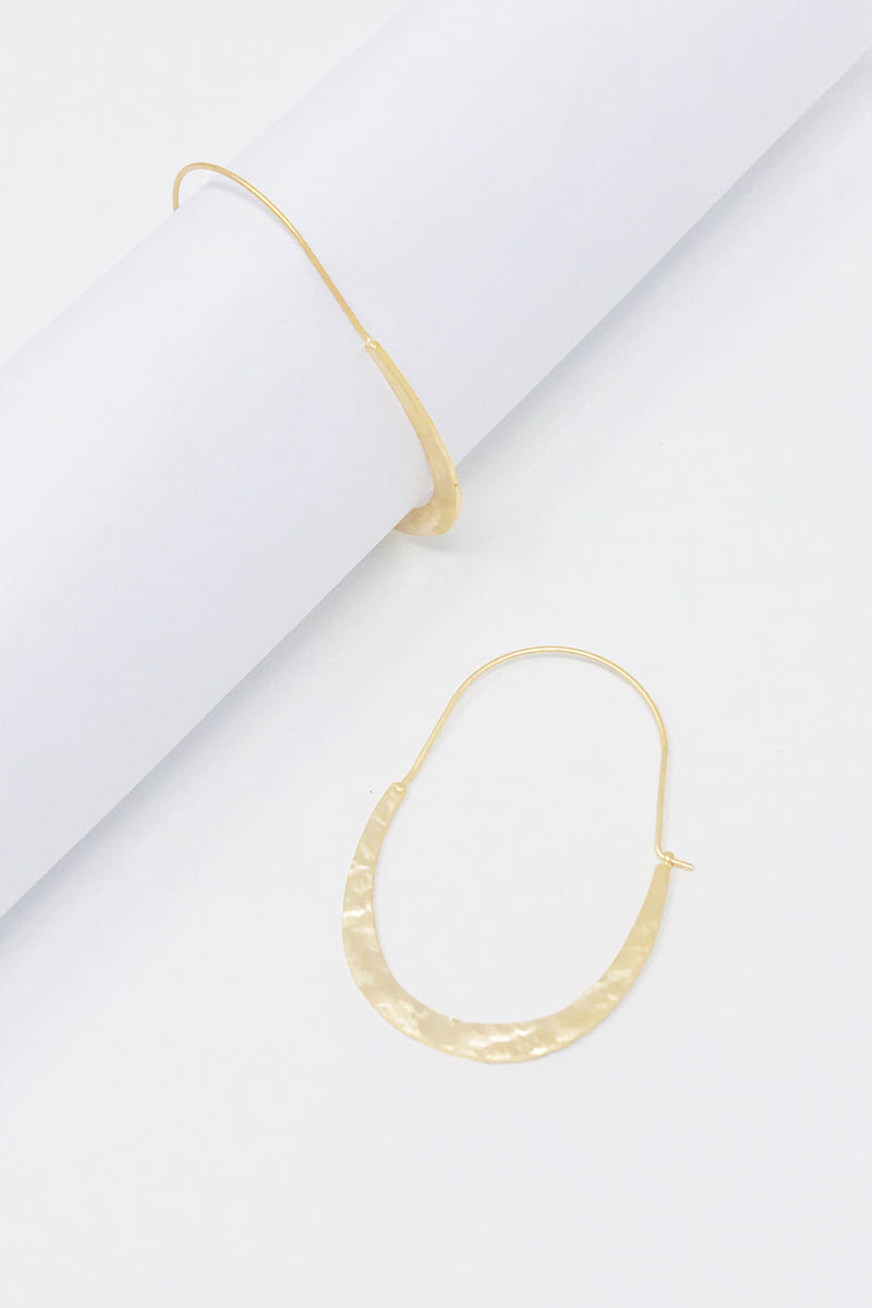 Gold crescent hammered hoop earrings from online Jewelry Boutique Ellison + Young