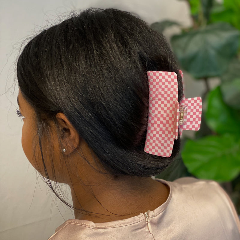 Checked Hair Oversized Checkered Hair Claw – Ellisonyoung.com