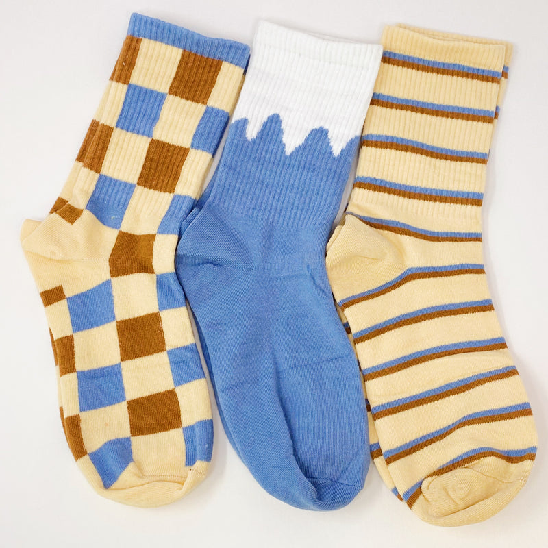 Trendy Pattern Trio Socks Set