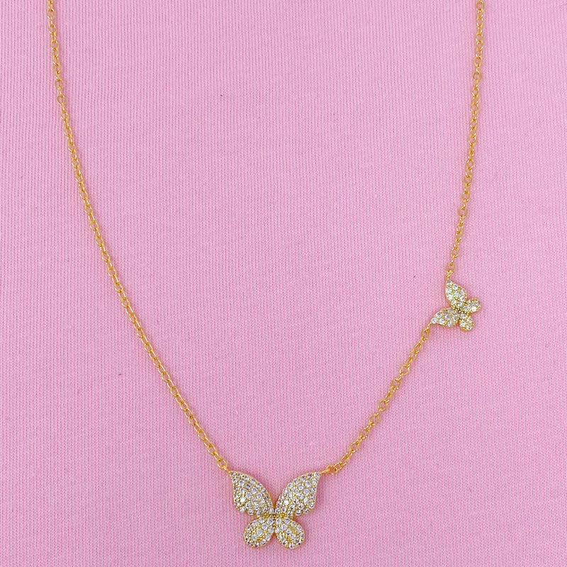 Double Shine Butterfly  Necklace