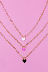 Colored & Locked Heart Necklace