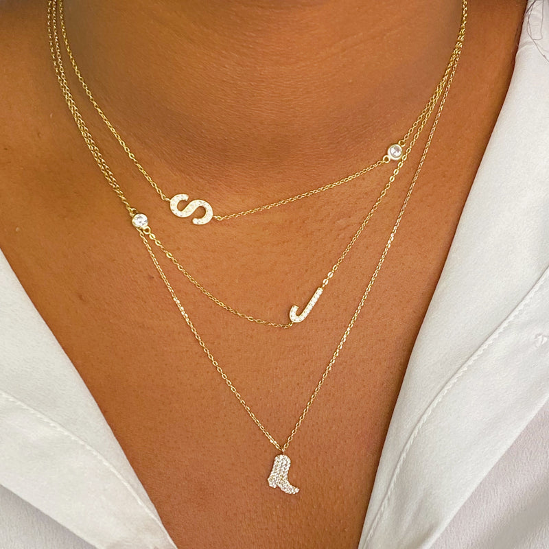 Finest Shine Initial Sterling Silver Necklace