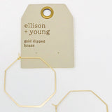 Octagon gold hoop earrings from online Jewelry Boutique Ellison + Young shown in packaging