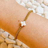 So Very Blessed Cross Gold Beaded Stretch Bracelet