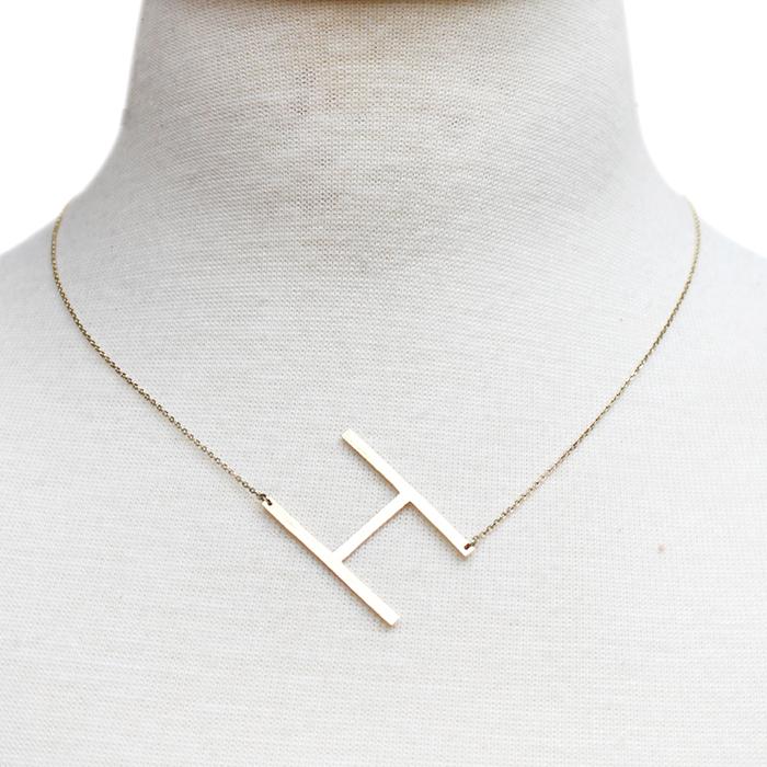 Gold initial necklace for women, Letter H necklace, initial pendant, personalized necklaces from Online Jewelry Boutique Ellison + Young